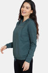 Zivame Fleece Marl Knit Cotton Hoodie With Soft Brushed Back - Ponderosa Pine — thumbnail 2